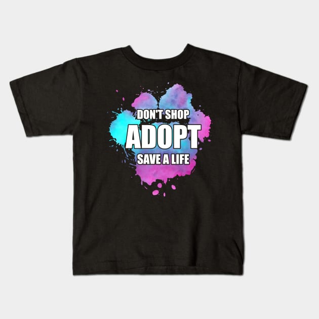 Rescued Dogs Animal Welfare Paw Water Colors Kids T-Shirt by WoollyWonder